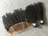 Rambut Manusia Peru Keriting Keriting Menenun Diproses Dengan 13x4 Renda Frontal